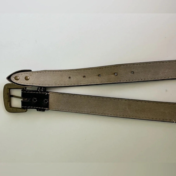 Vintage Black Belt with Gold/Brass Buckle, Crocodile/Alligator embossed size 31 - Picture 4 of 6